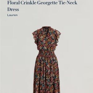 Ralph Lauren Red and Orange Smocked Midi Sundress